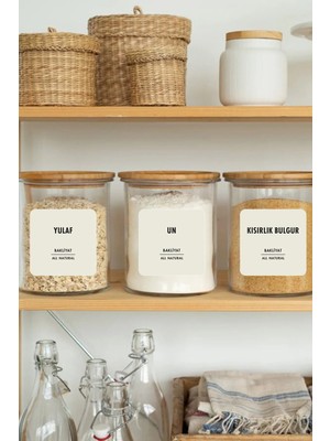 Kt Grup 40 Adet 6X6CM Bakliyat Kavanoz Etiketi Krem Renk