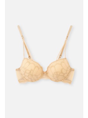 Dagi Bej Dantel Detaylı Balenli Sütyen