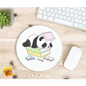 Eylül Design Sevimli Panda Baskılı Özel Tasarım Yuvarlak Kaydırmaz Mousepad