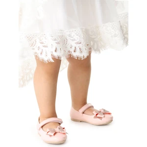 Kiko Kids Cırtlı Kum Sim Fiyonklu Kız Çocuk Babet Ayakkabı Ege 202 Cilt Pudra
