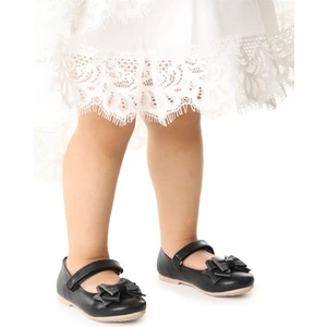 Kiko Kids Silvery Cilt Cırtlı Kum Sim Fiyonklu Kız Çocuk Babet Ayakkabı