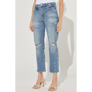 Carol Straight Fit Düz Kesim Yüksek Bel Beyaz Esnek Jean Kot Pantolon