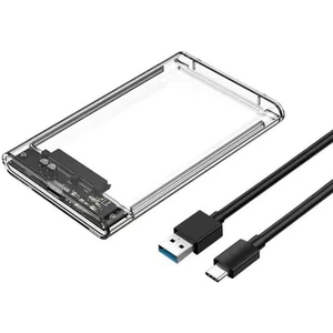 2.5 USB 3.0 Type C 3.1 Harici SSD HDD Kutusu - Harddisk Sata Kutu - Şeffaf