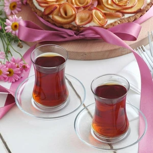 Duru Cam Çay Seti 6 Kişilik 155 ml (6 Çay Bardağı, 6 Çay Tabağı)