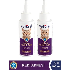 Kedi Yüz Bakım Solüsyonu 2x100 ml Kedi Aknesi Temizleme Kedi Mantar Bakımı