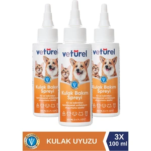 Kulak Bakım Spreyi 3X100Ml Kedi Kulak Temizleme Köpek Kulak Uyuzu Kir Bulaş