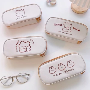 Okul Aksesuarları Için Sevimli Kalem Kutusu Karikatür Organizatörler Kılıfları Kutuları Ayı Büyük Kapasiteli Kawaii Tuval Kılıfı Malzemeleri Kırtasiye (Yurt Dışından)