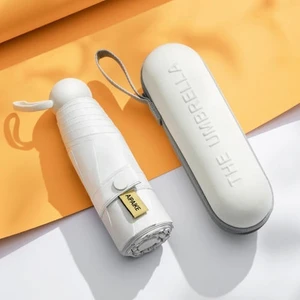 Yeni Yaratıcı Taşınabilir Mini Kapsül Şemsiye Ultra Işık Mini Güneş Kremi ve Yağmur Geçirmez Bayanlar Pongae Katlanır Güneş Şemsiye Koruma Uv Dayanıklı Rüzgar Geçirmez Bayanlar (Beyaz) (Yurt Dışından)