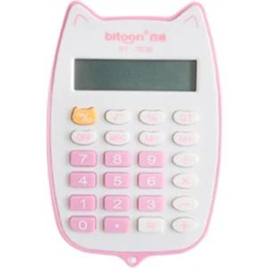 Taşınabilir Hesap Bilgileri Sevimli Kedi El Hesap Makinesi Öğrenciler Için, Pil Gücü 12 Haneli LED Ekranlı Elektronik Hesap Makinesi | Hesap Makineleri (Pembe) (Yurt Dışından)