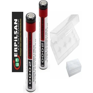 18650P Inr 3.7V 2000MAH 15C Şarj Edilebilir Li-Ion Pil 2 Adet + Pil Taşıma Kutusu 1ADET Set