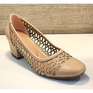 White Line 8680 Bayan Nute Kalın Kısa Topuk Ayakkabı