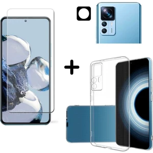 Xiaomi Mi 12T ile Uyumlu Kılıf Şeffaf Temperli Kırılmaz Cam Ekran ve Kamera Lens Koruyucu Seti