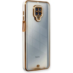 Xiaomi Redmi Note 9s Kılıf Kamera Lens Korumalı Kenarları Renkli Gold Arkası Şeffaf Silikon