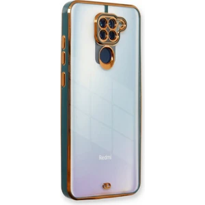 Xiaomi Redmi Note 9 Kılıf Kamera Lens Korumalı Kenarları Renkli Gold Arkası Şeffaf Silikon
