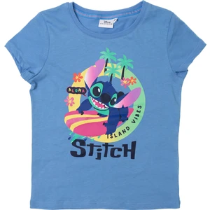 Dısney Stıtch Simli Baskılı Çocuk Tshirt 54937-Mavi