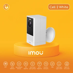 IMOU Cell 2 White Dış Ortam Kablosuz WiFi Kamera/4MP-Renkli Gece Görüşü-PIR Algılama-Şarj Edilebilir Batarya-IP65-SD Kart-Bulut(IPC-B46LP-White)