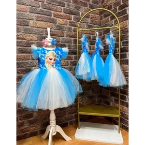 Menta Store Elsa Karlar Kraliçesi Taçlı Kız Çocuk Parti Elbisesi
