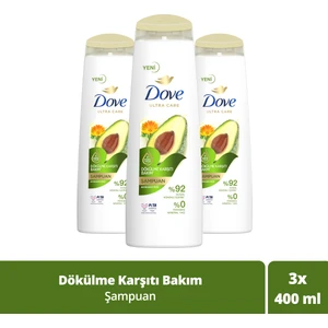 Ultra Care Saç Bakım Şampuanı Dökülme Karşıtı Bakım Avokado Özü 400 ml x3