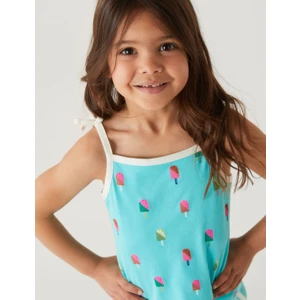 Marks & Spencer Saf Pamuklu Dondurma Desenli T-Shirt