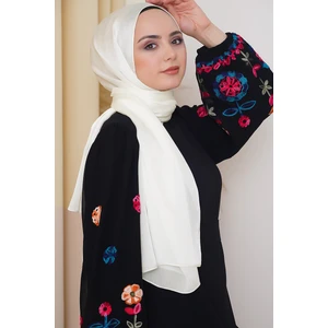 Abiye Janjan Parlak Saten Dokulu Tesettür Abiye Şifon Şal