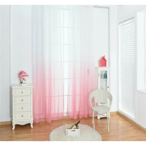 Pembe Renk Geçişli Tül Degrade Geçişli Tül 2kat Pileli