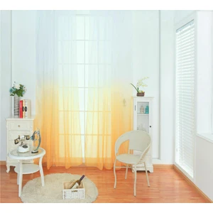 Kavuniçi Sarı  Tül Degrade Geçişli Tül 2kat Pileli