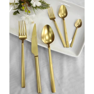 84 Parça 12kişilik Stayle Mat Gold Titanyum Çatal Kaşık Bıçak Seti