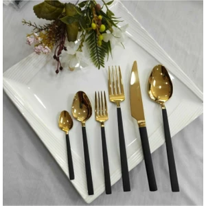 Stayle Siyah Gold Titanyum 6 Adet Tatlı Kaşık