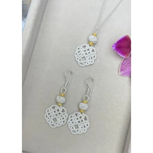 Gümüş Kazaziye Aşk Düğümü Kolye Küpe Set - SET010 Hediyelik Özel Koleksiyon