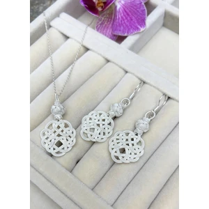 Gümüş Kazaziye Aşk Düğümü Kolye Küpe Set - SET010 Hediyelik Özel Koleksiyon