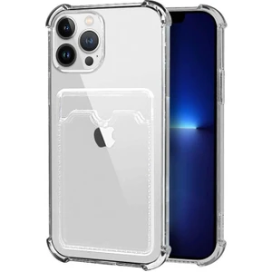 Caseart Apple iPhone 13 Pro Kapak Kamera Korumalı Kartlıklı Darbe Emici Özellikli Şeffaf Silikon Kılıf