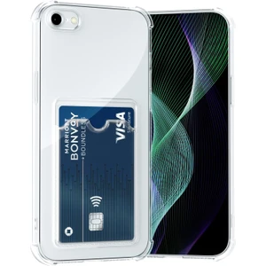 Case World Apple iPhone 6 Kapak Kamera Korumalı Kartlıklı Darbe Emici Özellikli Şeffaf Silikon Kılıf