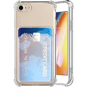 Case World Apple iPhone Se 2020 Kapak Kamera Korumalı Kartlıklı Darbe Emici Özellikli Şeffaf Silikon Kılıf