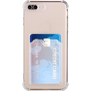 Case World Apple iPhone 8 Plus Kapak Kamera Korumalı Kartlıklı Darbe Emici Özellikli Şeffaf Silikon Kılıf