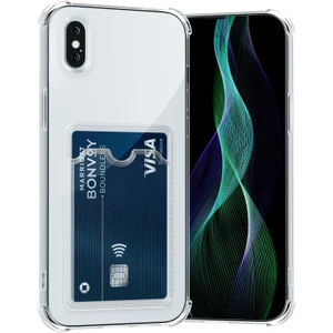 Case World Apple iPhone Xs Kapak Kamera Korumalı Kartlıklı Darbe Emici Özellikli Şeffaf Silikon Kılıf