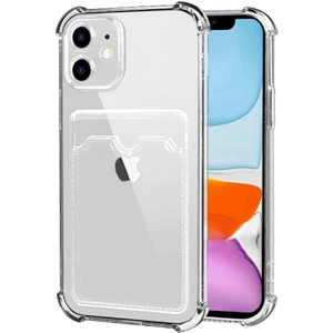 Kzy Apple iPhone 11 ile Uyumlu Kapak Kamera Korumalı Kartlıklı Darbe Emici Özellikli Şeffaf Silikon Kılıf