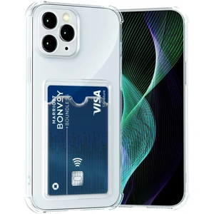 Kzy Apple iPhone 11 Pro Max ile Uyumlu Kapak Kamera Korumalı Kartlıklı Darbe Emici Özellikli Şeffaf Silikon Kılıf