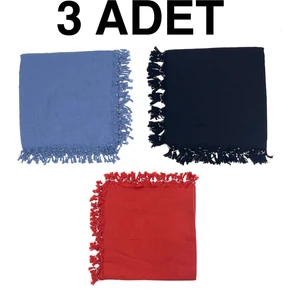 Naz Ipek 3'lü Paket Pamuklu Düz Renk El Işi Boncuklu Yazma Hediyelik Dağıtmalık 110X110CM