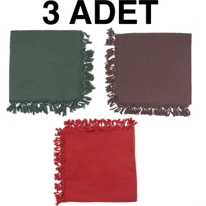 Naz Ipek 3'lü Paket Pamuklu Düz Renk El Işi Boncuklu Yazma Hediyelik Dağıtmalık 110X110CM