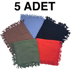 Naz Ipek 5'li Paket Pamuklu Düz Renk Boncuklu Yazma Hediyelik Dağıtmalık 110X110CM