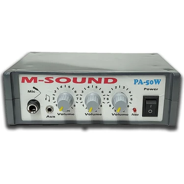 M-Sound Msound PA-50W 12 Volt 50 Watt Mikrofon - Aux Girişi Pazarcı