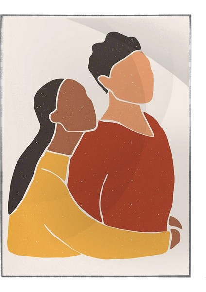 Kadın ve Erkek Sevgili Aşk Modern Pastel Renkler Modern Poster P-001089