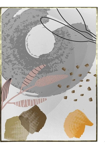 Yapraklar ve Şekiller Modern Illüstrasyon Poster P-001945