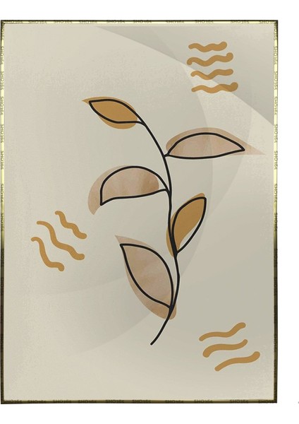 Yapraklar ve Şekiller Yeşil ve Toprak Tonları Modern Poster P-003879