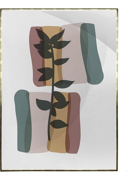 Yapraklar ve Şekiller Modern Poster P-001064