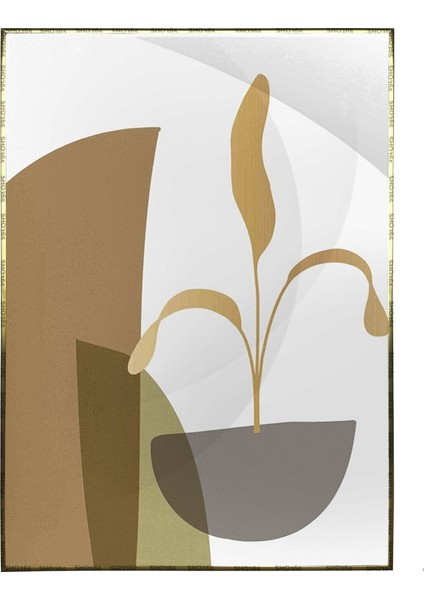 Saksıda Çiçek ve Şekiller Karışık Renkler Modern Poster P-001606