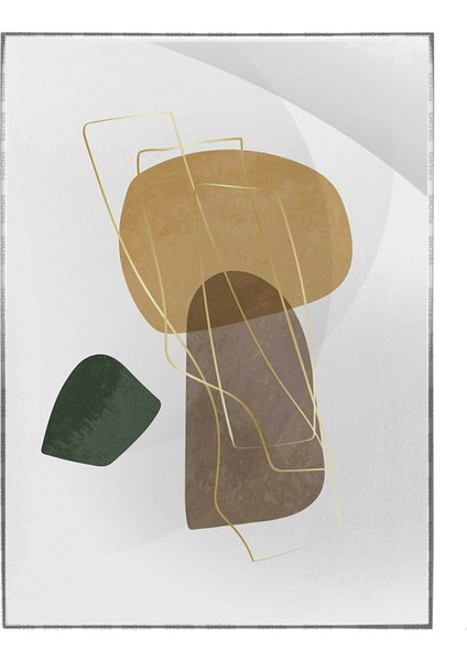 Altın Renkli Şekiller Modern Poster P-004160