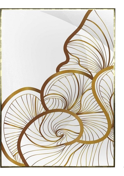 Lotus Çiçeği ve Yaprakları Çizim Altın Gold Renkler Modern Poster P-000827