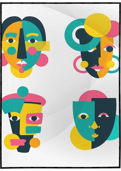 Yüz Portre Geometrik Şekillerle Illüstrasyon Poster P-003217