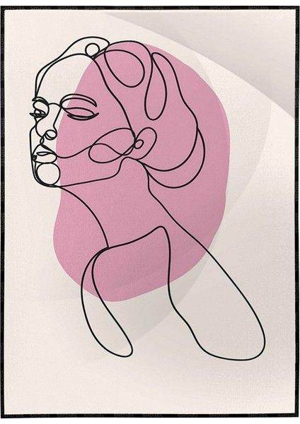 Kadın Portresi ve Şekiller Modern Illüstrasyon Poster P-003334
